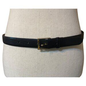 JOHN HENRY Black Full Grain Cowhide Leather Belt Gold Buckle Men Waist 29"- 33 "